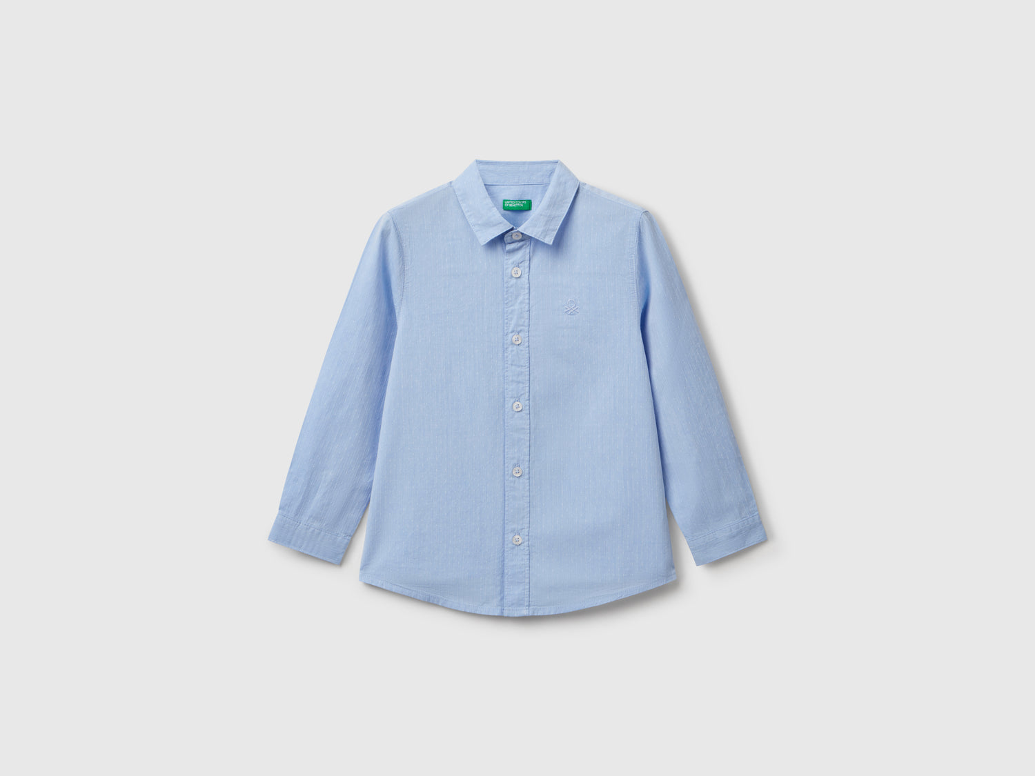 Camicia classica in puro cotone da bimbo azzurro | Benetton Outlet