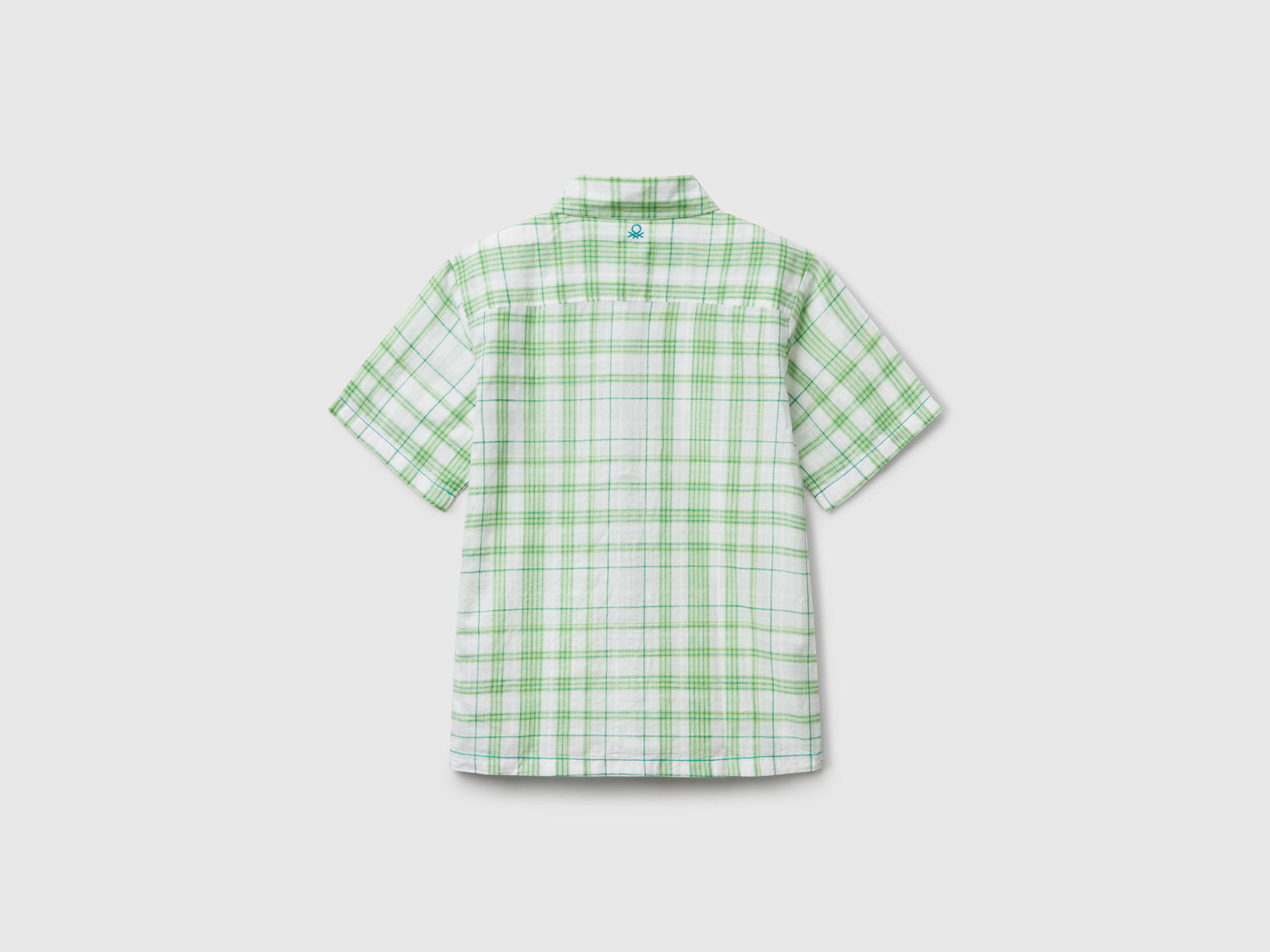 Camicia over fit a quadri da bambino verde 2 | Benetton Outlet