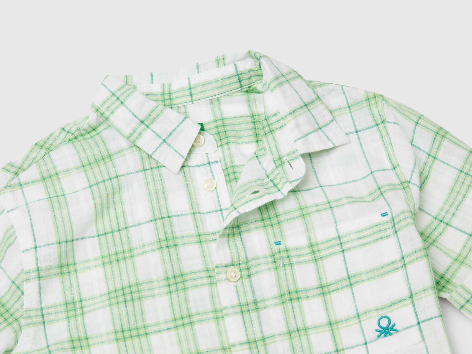 Camicia a quadri 100% cotone da bimbo verde 3 | Benetton Outlet