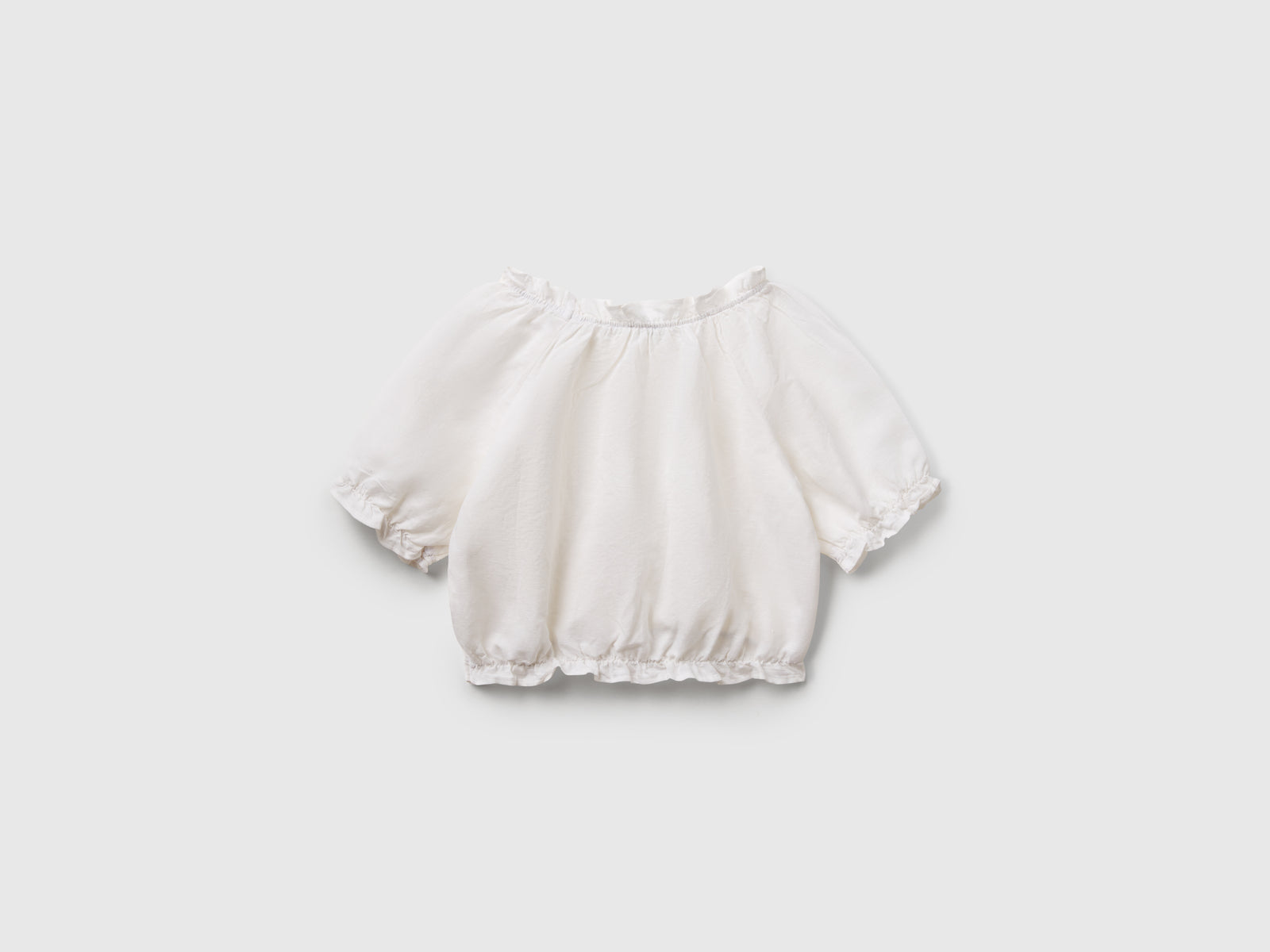 Blusa a manica corta da bambina bianco 2 | Benetton Outlet
