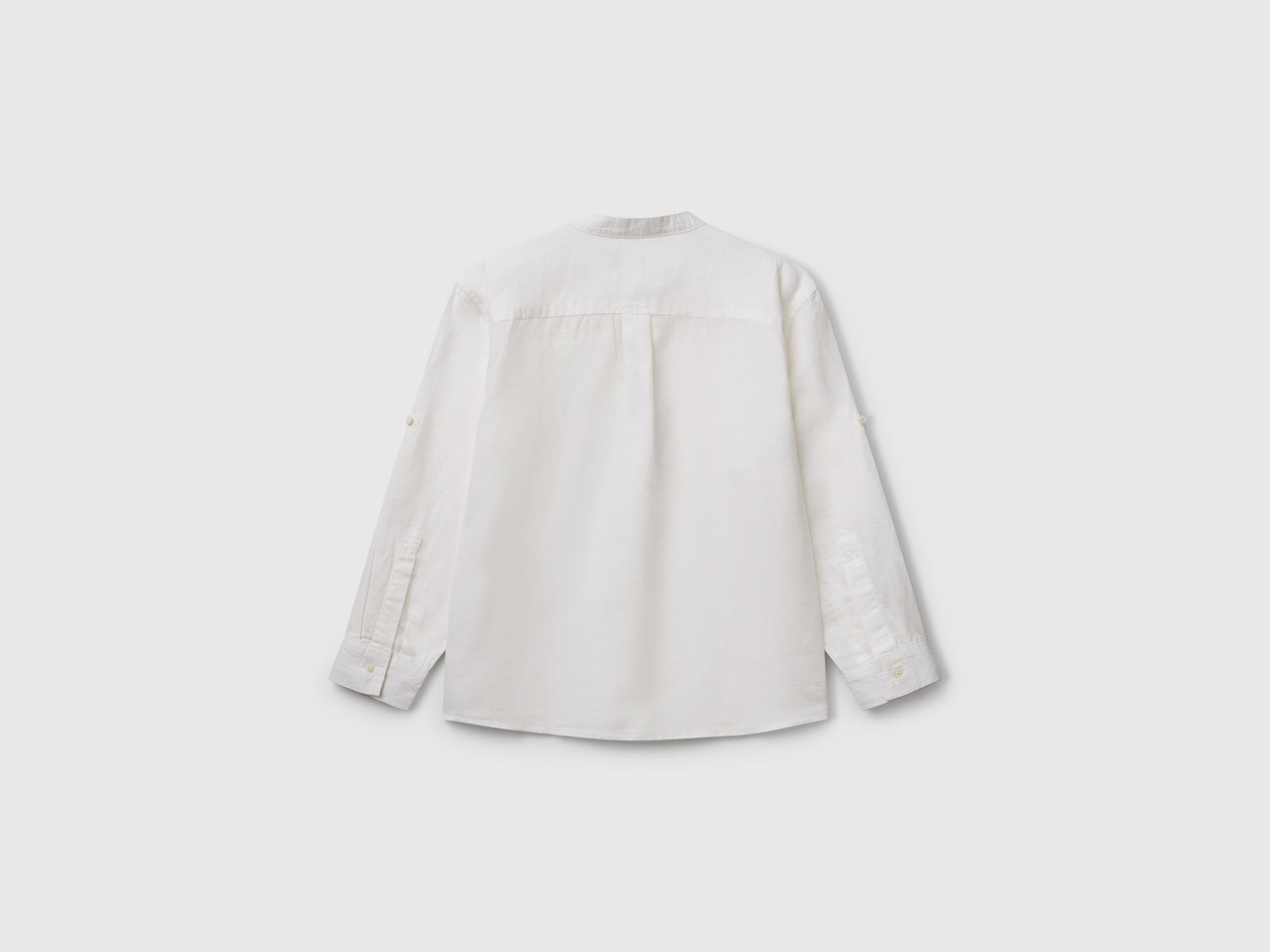 Camicia alla coreana in misto lino da bambino bianco 2 | Benetton Outlet
