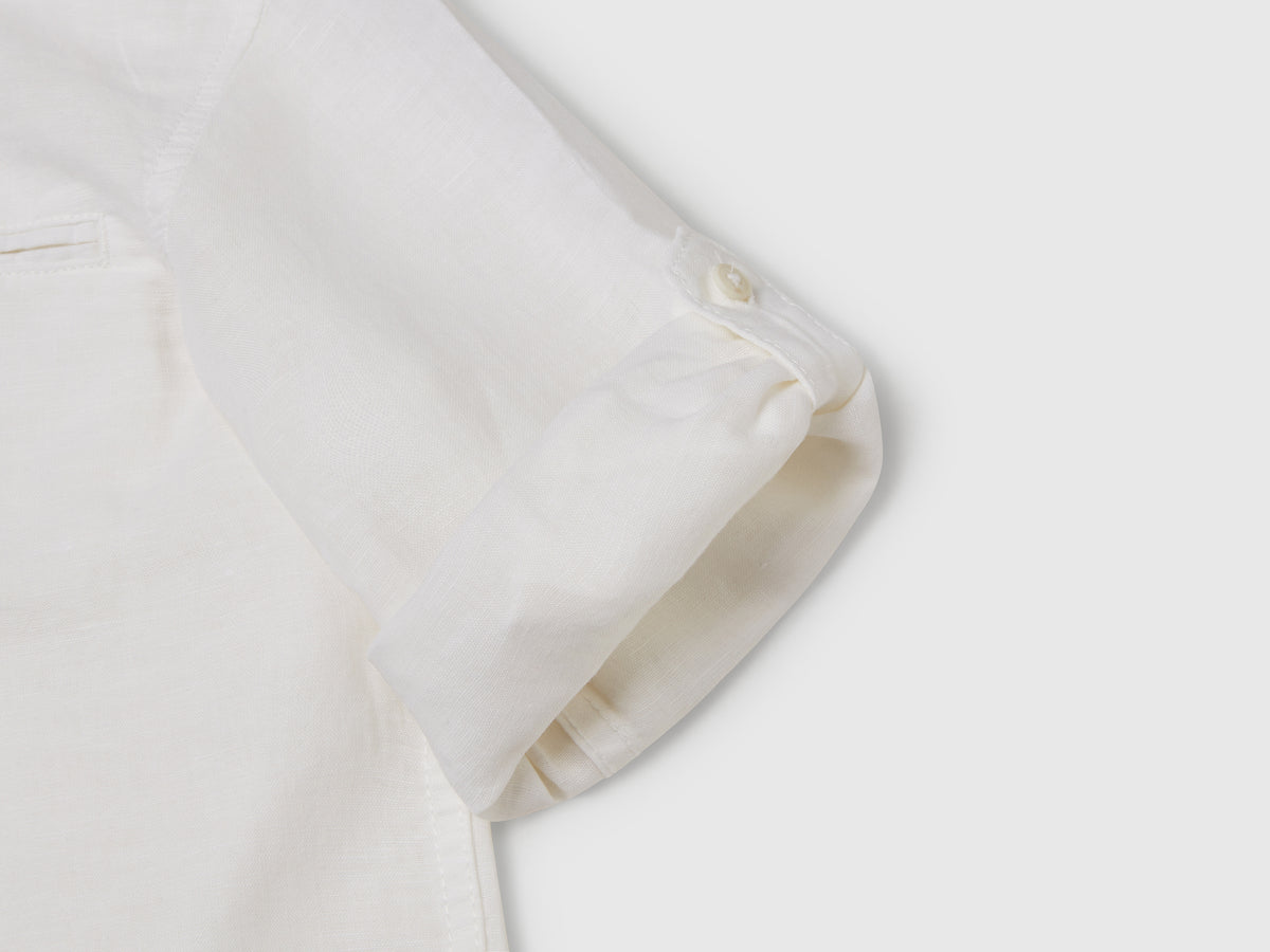 Camicia alla coreana in misto lino