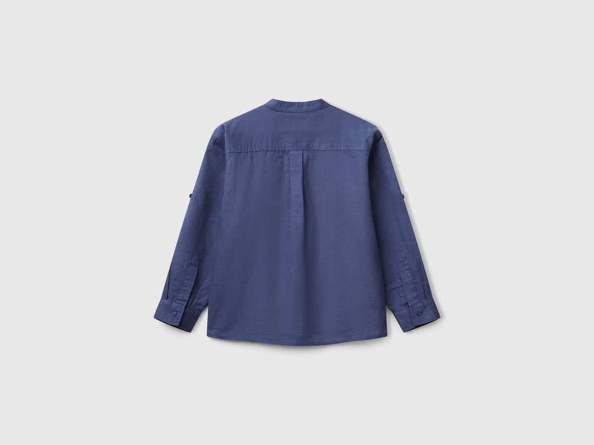Camicia alla coreana in misto lino