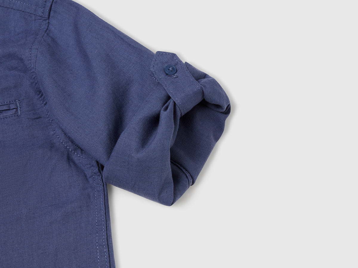 Camicia alla coreana in misto lino