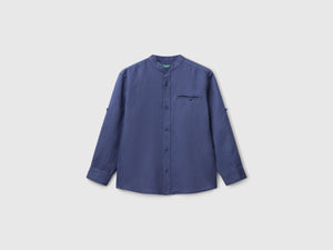 Camicia alla coreana in misto lino