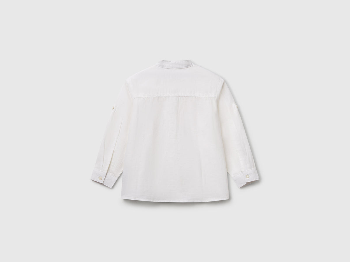 Camicia alla coreana in misto lino