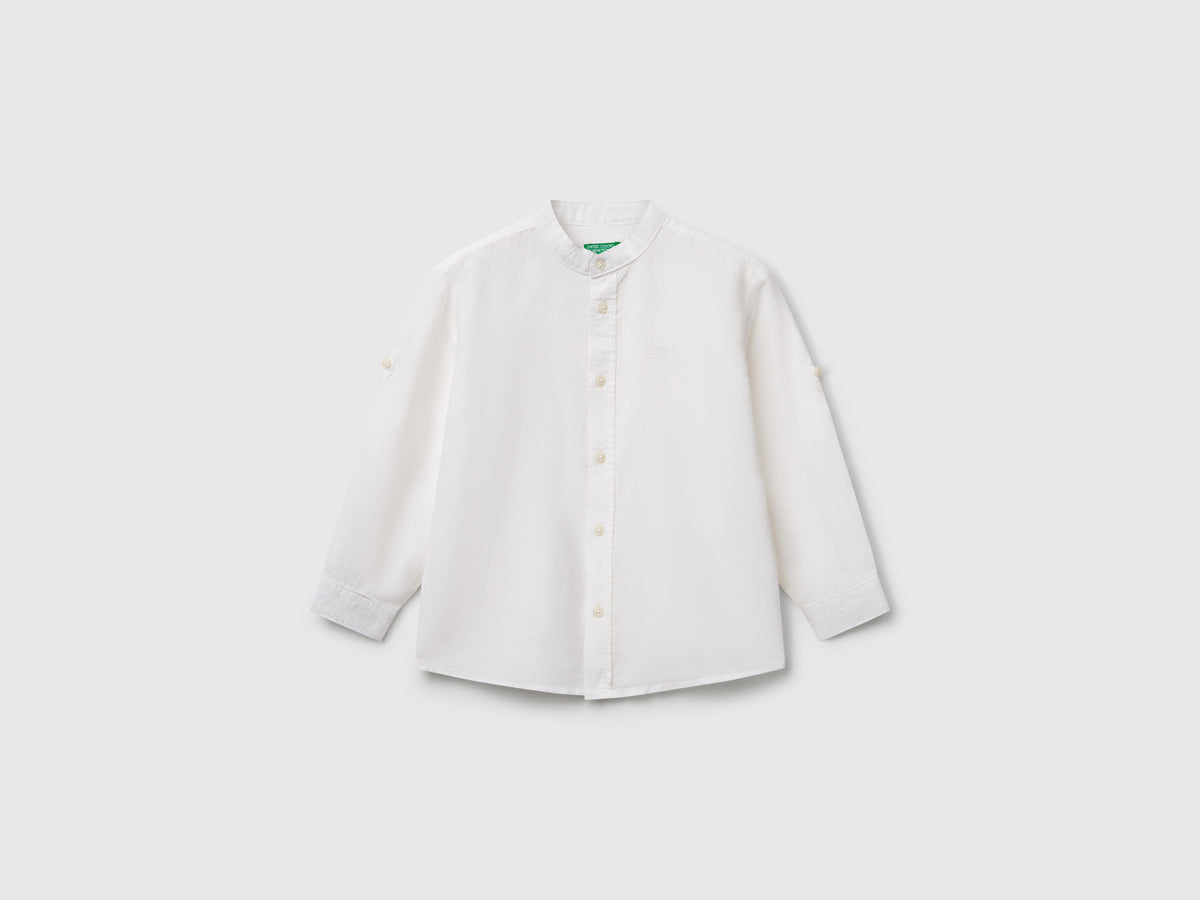 Camicia alla coreana in misto lino
