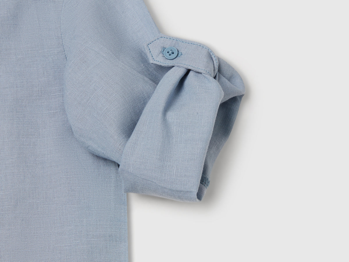 Camicia alla coreana in misto lino