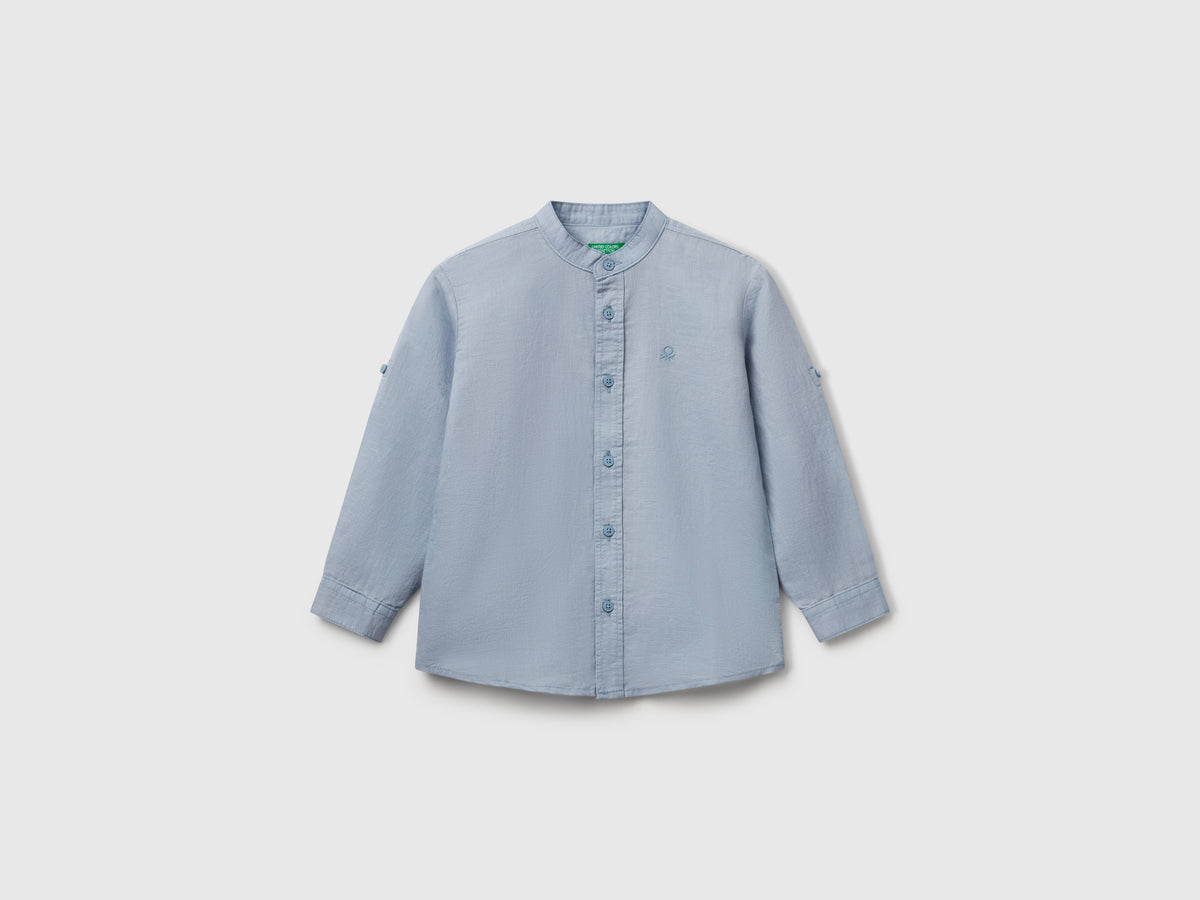 Camicia alla coreana in misto lino