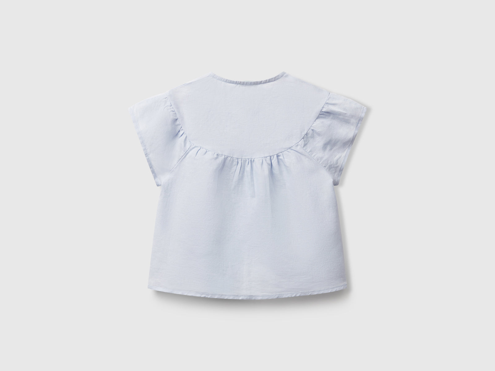Blusa in misto lino da bimba azzurro 2 | Benetton Outlet
