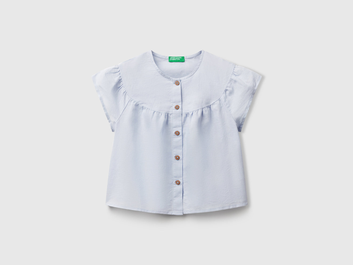 Blusa in misto lino da bimba azzurro | Benetton Outlet