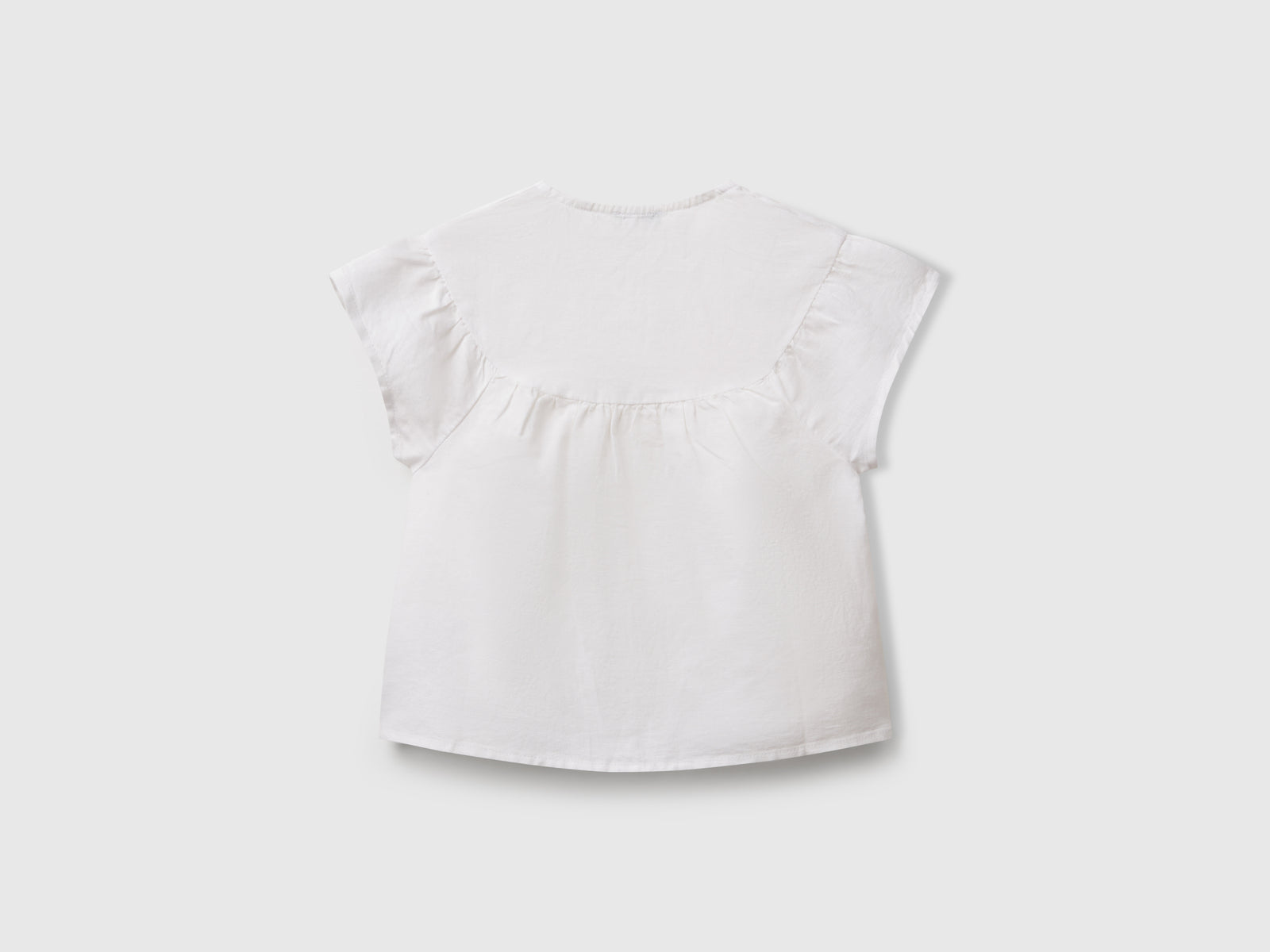 Blusa in misto lino da bimba bianco 2 | Benetton Outlet