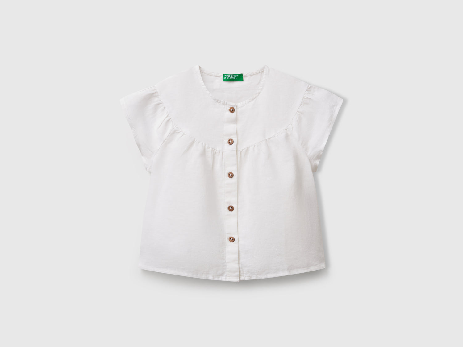 Blusa in misto lino da bimba bianco | Benetton Outlet