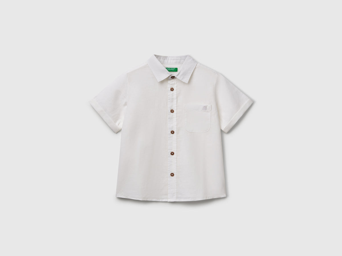 Camicia manica corta in misto lino