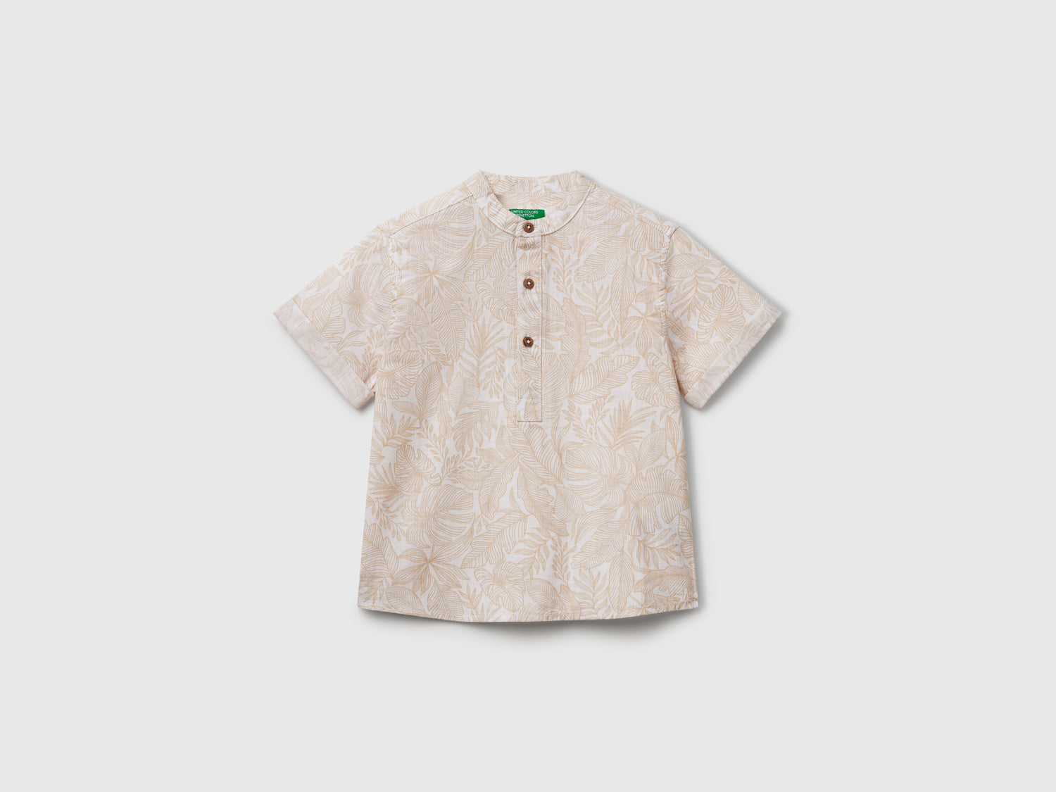 Camicia con stampa tropicale da bimbo beige | Benetton Outlet