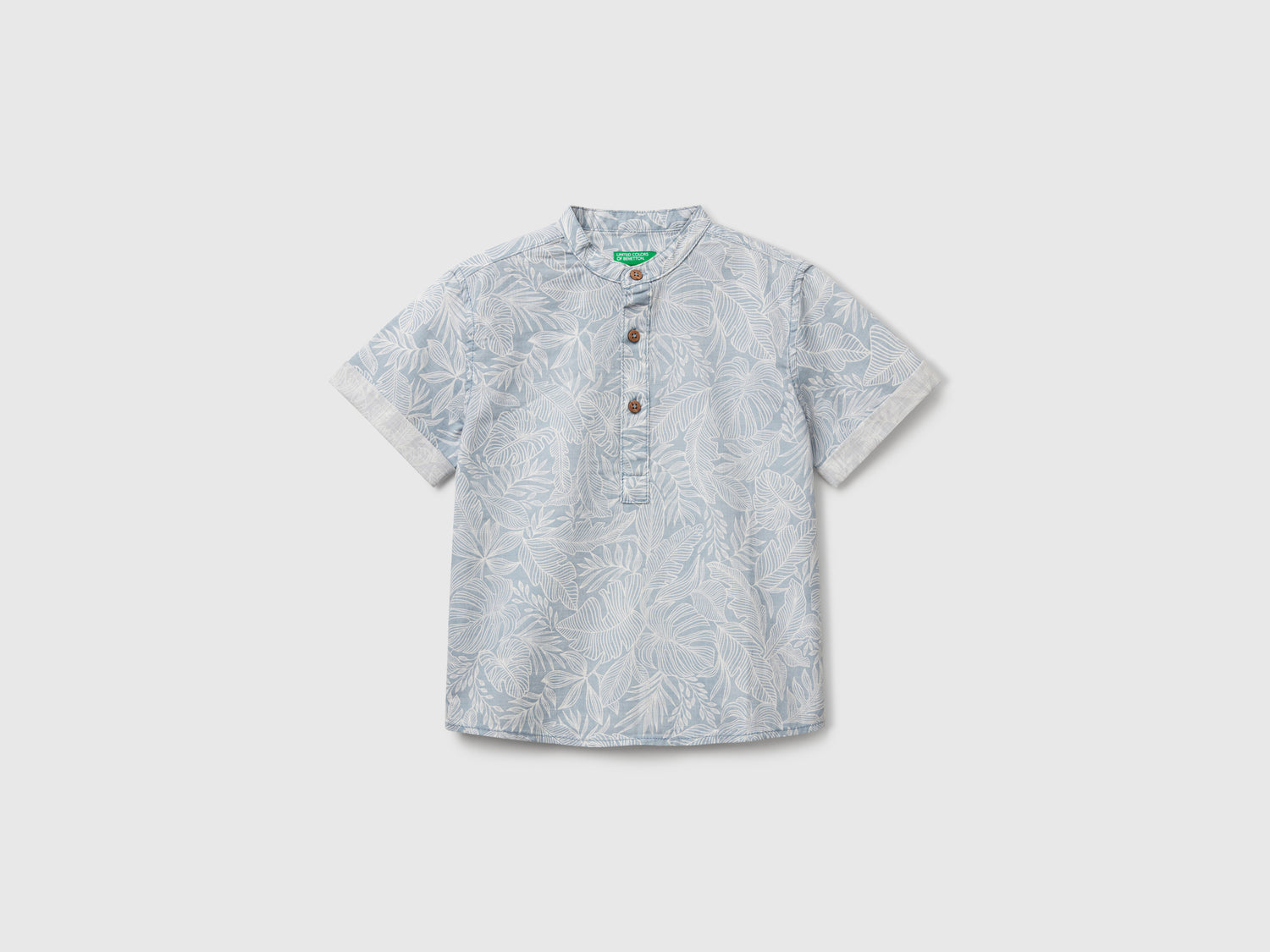 Camicia con stampa tropicale da bimbo avio | Benetton Outlet