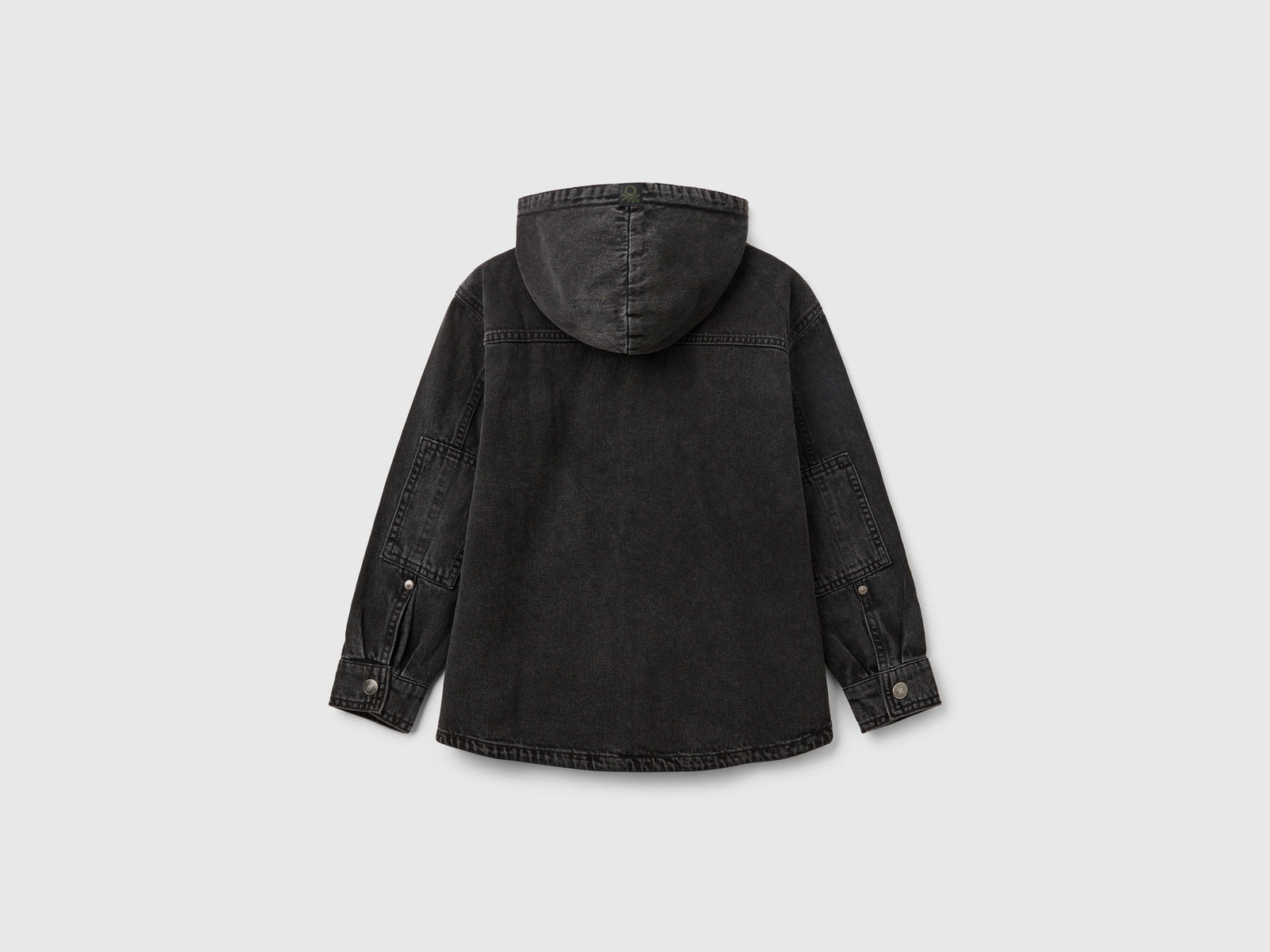 Camicia di jeans con cappuccio da bambino nero 2 | Benetton Outlet