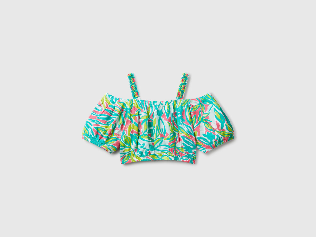 Crop top con stampa tropicale