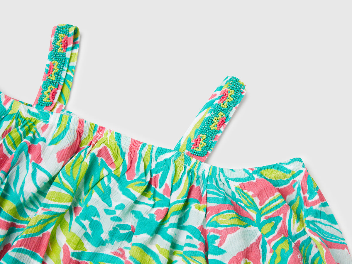 Crop top con stampa tropicale