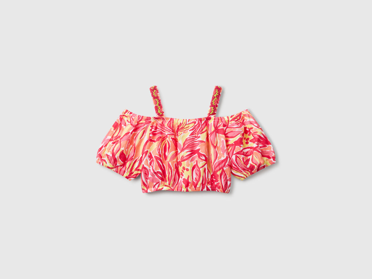 Crop top con stampa tropicale