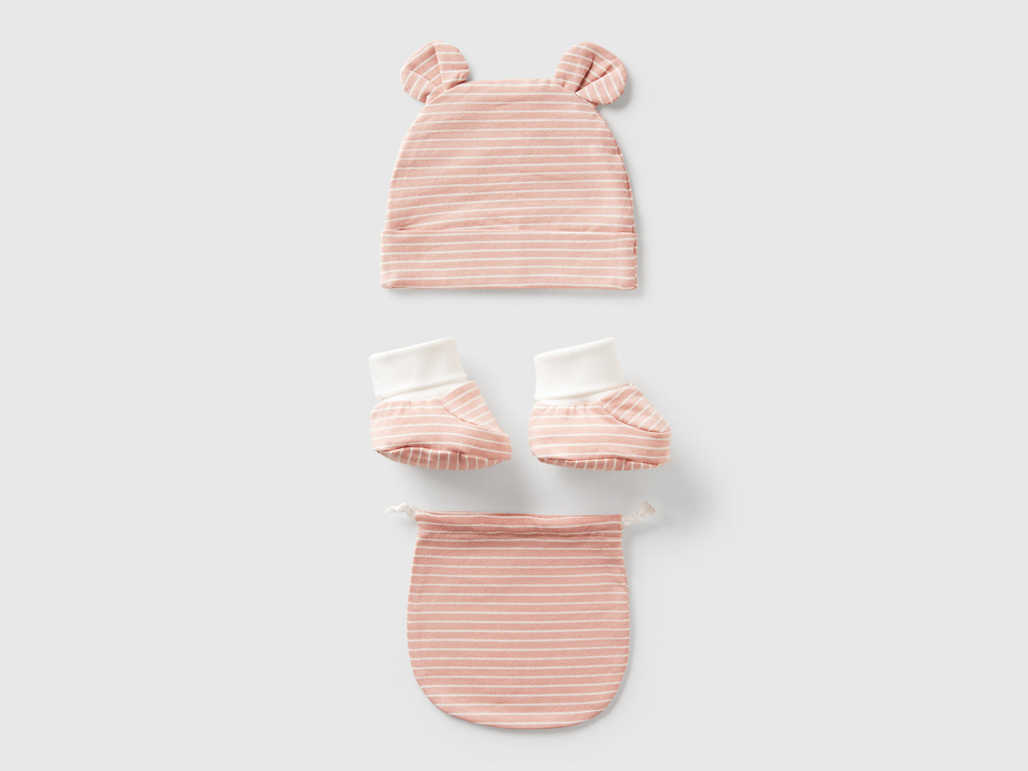 Berretto e babbucce a righe da neonato rosa | Benetton Outlet