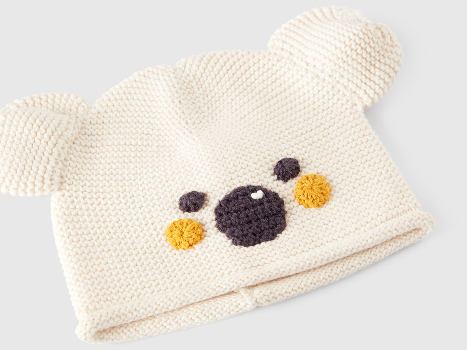 Cappellino tricot con applicazioni da neonato beige 3 | Benetton Outlet