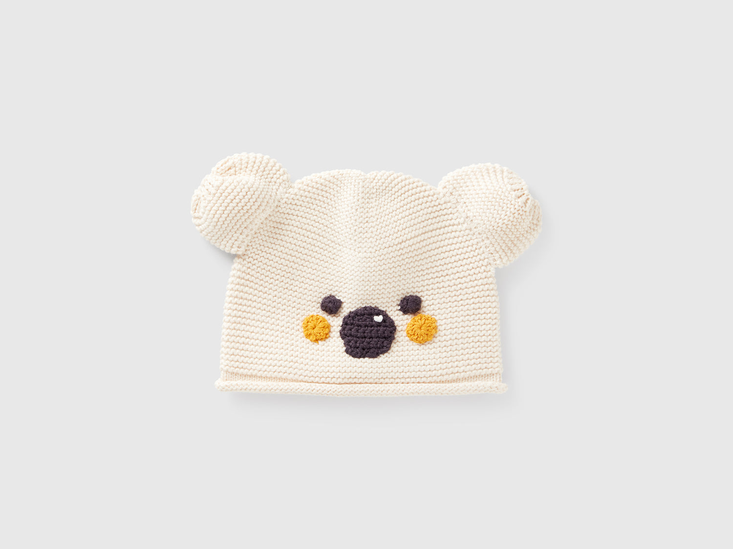 Cappellino tricot con applicazioni da neonato beige | Benetton Outlet