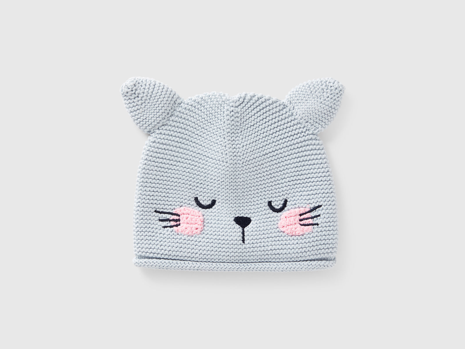 Cappellino tricot con applicazioni da neonato grigio | Benetton Outlet