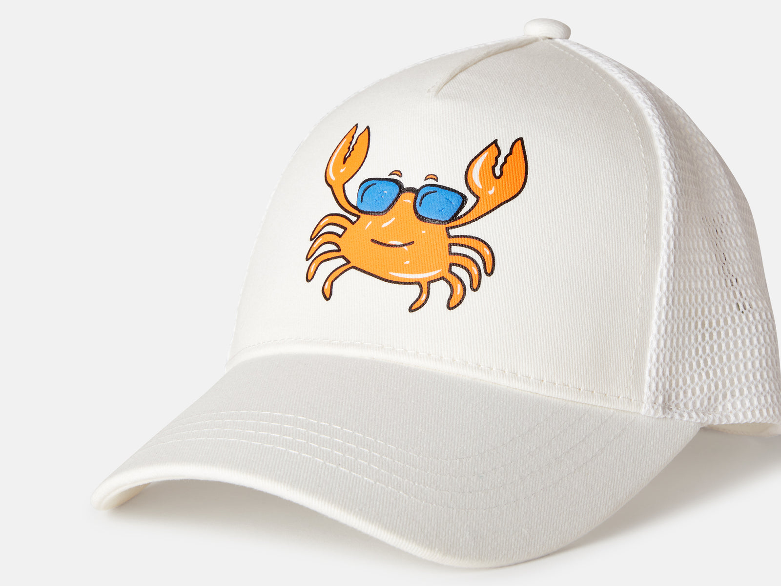 Cappello baseball in cotone e mesh da bimbo bianco panna 3 | Benetton Outlet