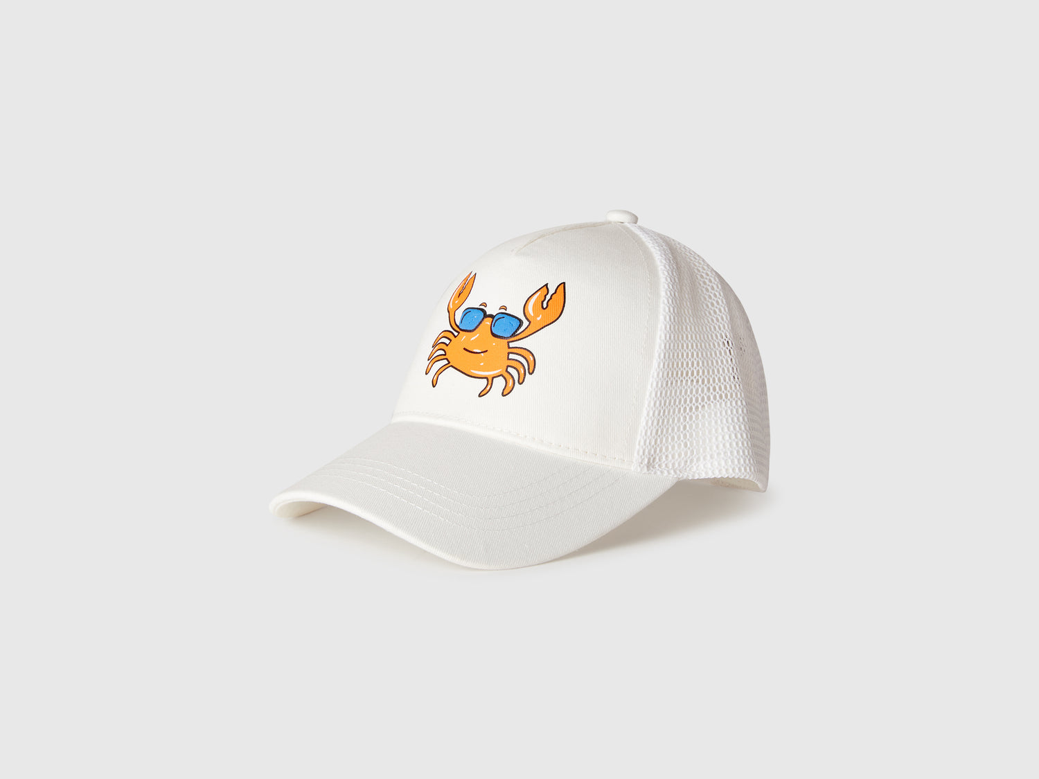 Cappello baseball in cotone e mesh da bimbo bianco panna | Benetton Outlet