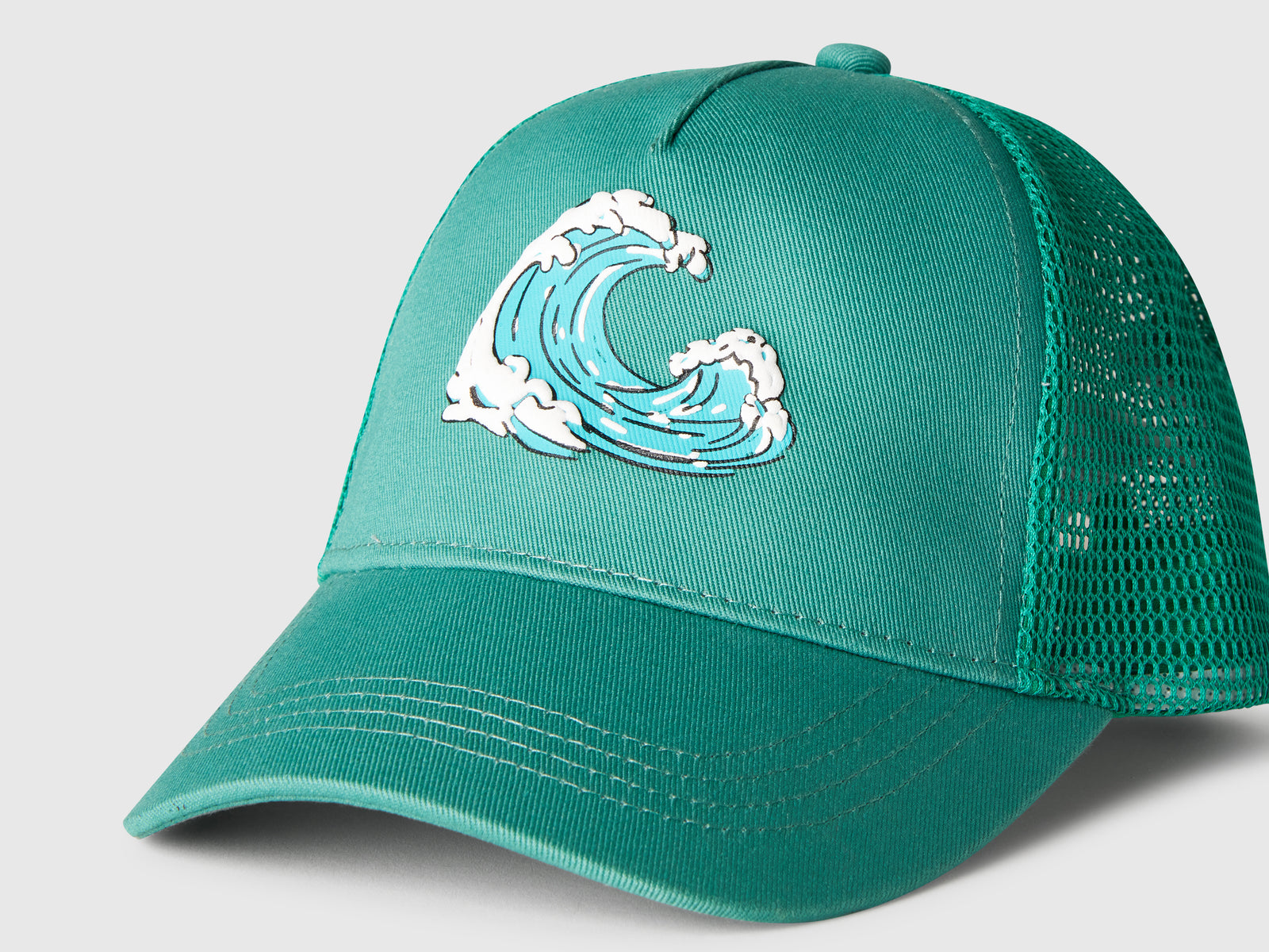 Cappello baseball in cotone e mesh da bimbo verde acqua 3 | Benetton Outlet