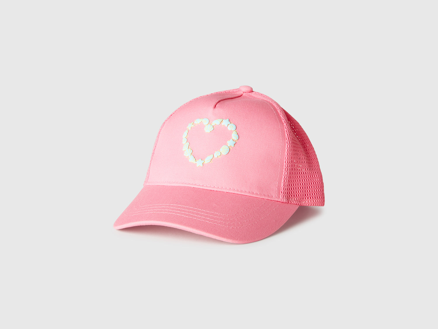 Cappello baseball in cotone e mesh da bimbo rosa | Benetton Outlet