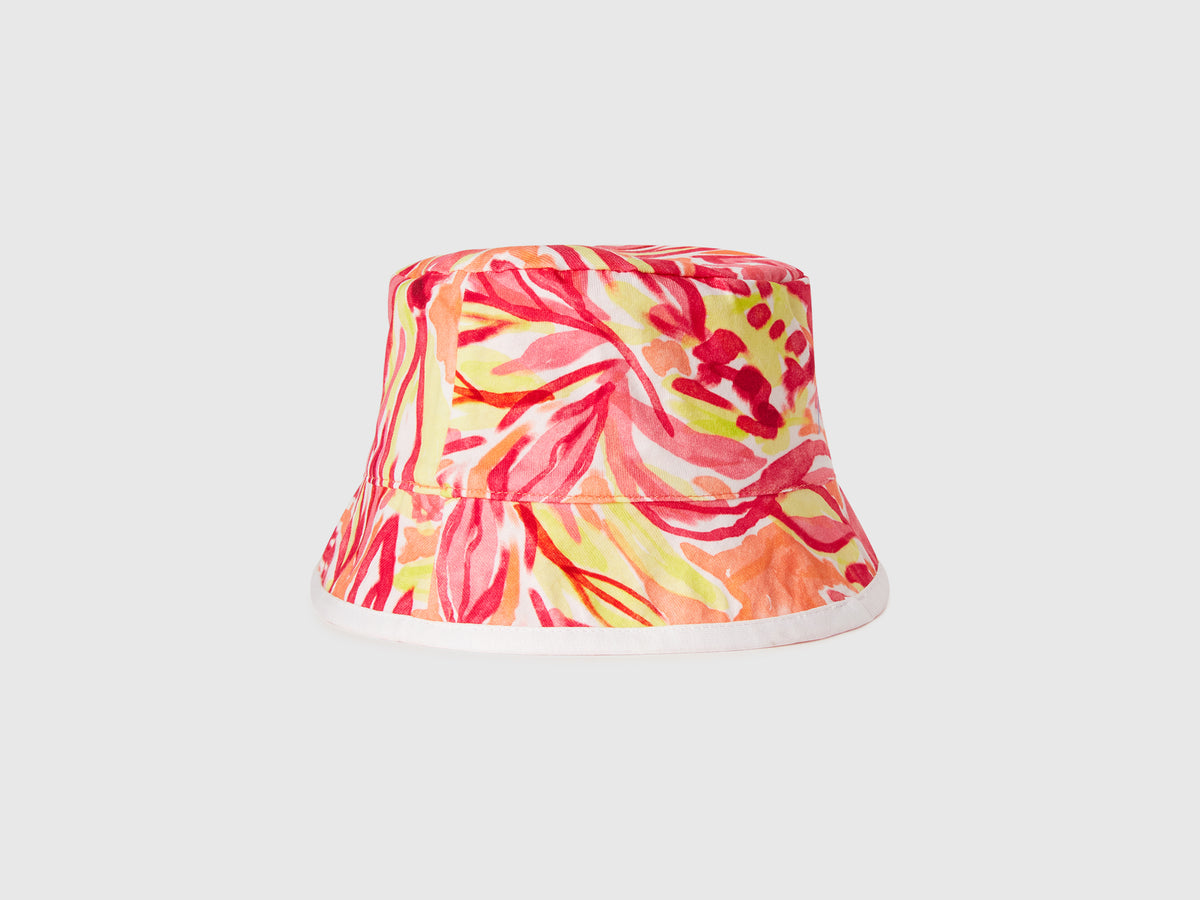 Cappello reversibile con stampa floreale