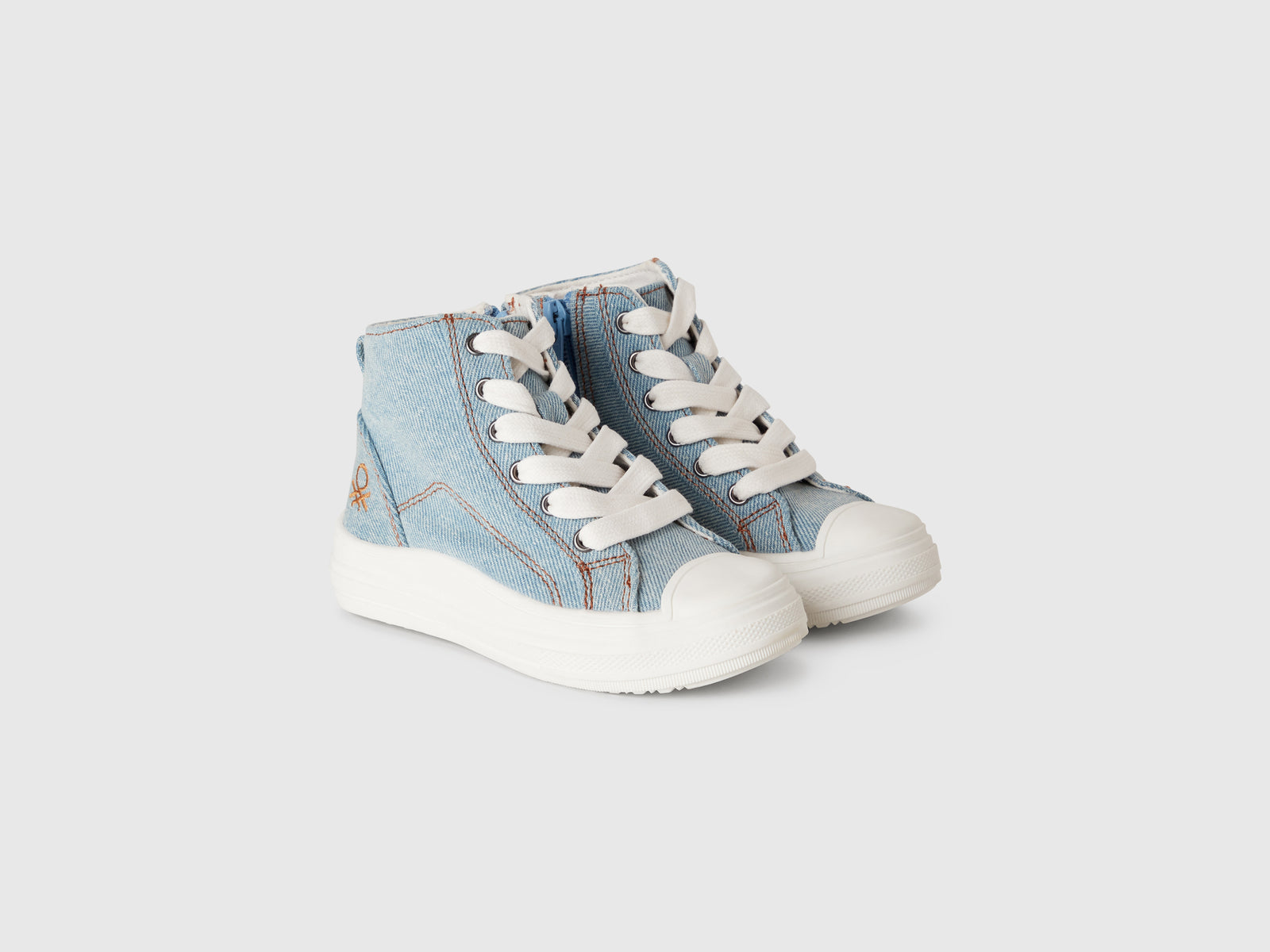 Sneakers alte effetto denim da bimbo azzurro 3 | Benetton Outlet