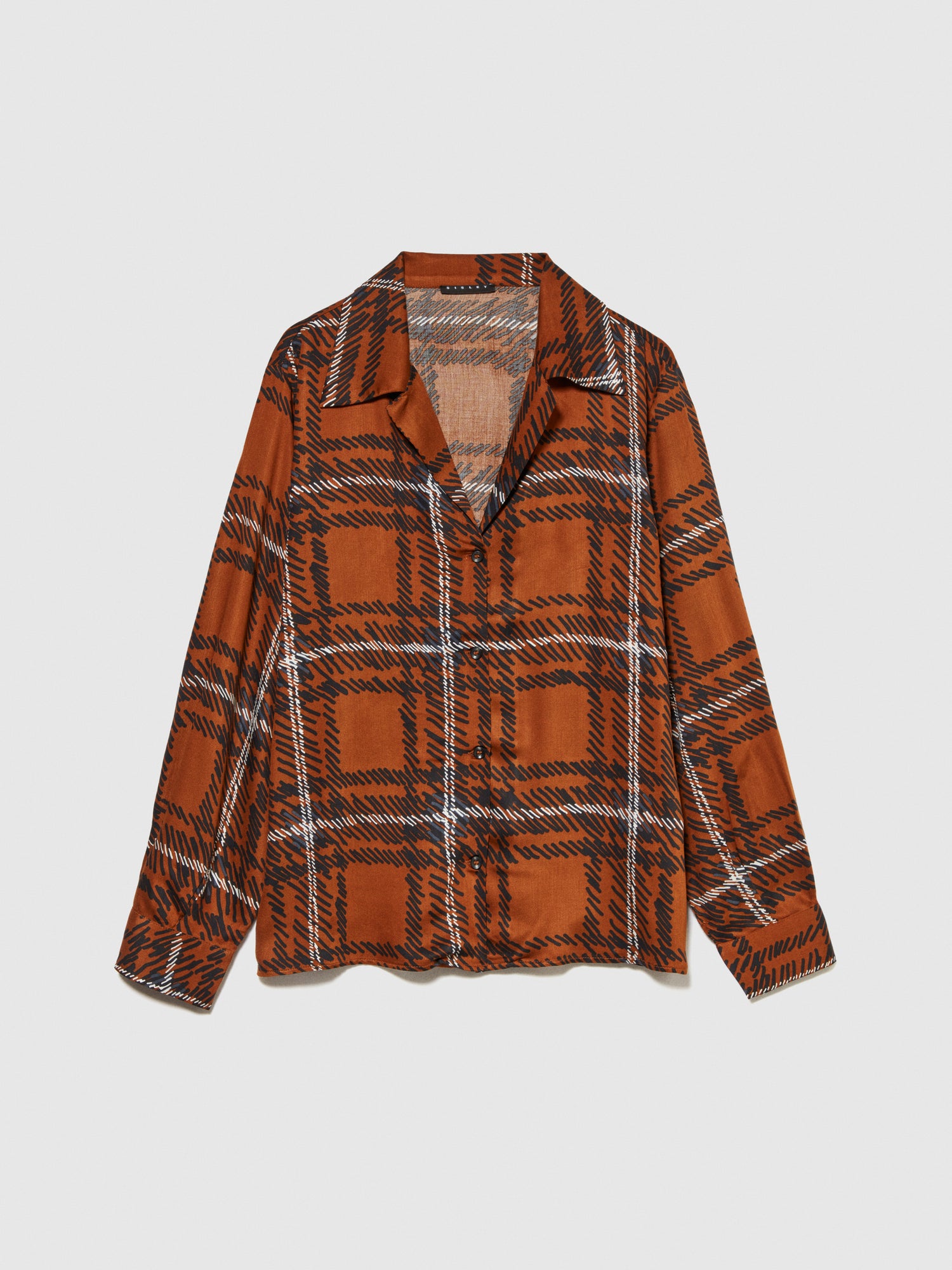 Camicia stampata in satin da donna marrone | Sisley Outlet