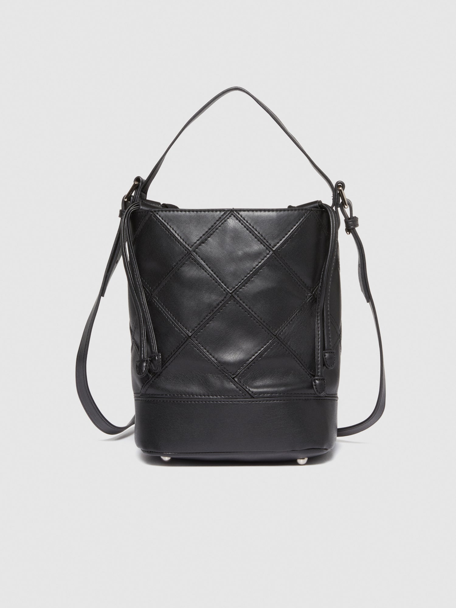Bolso tipo cubo con efecto tejido da donna nero | Sisley Outlet