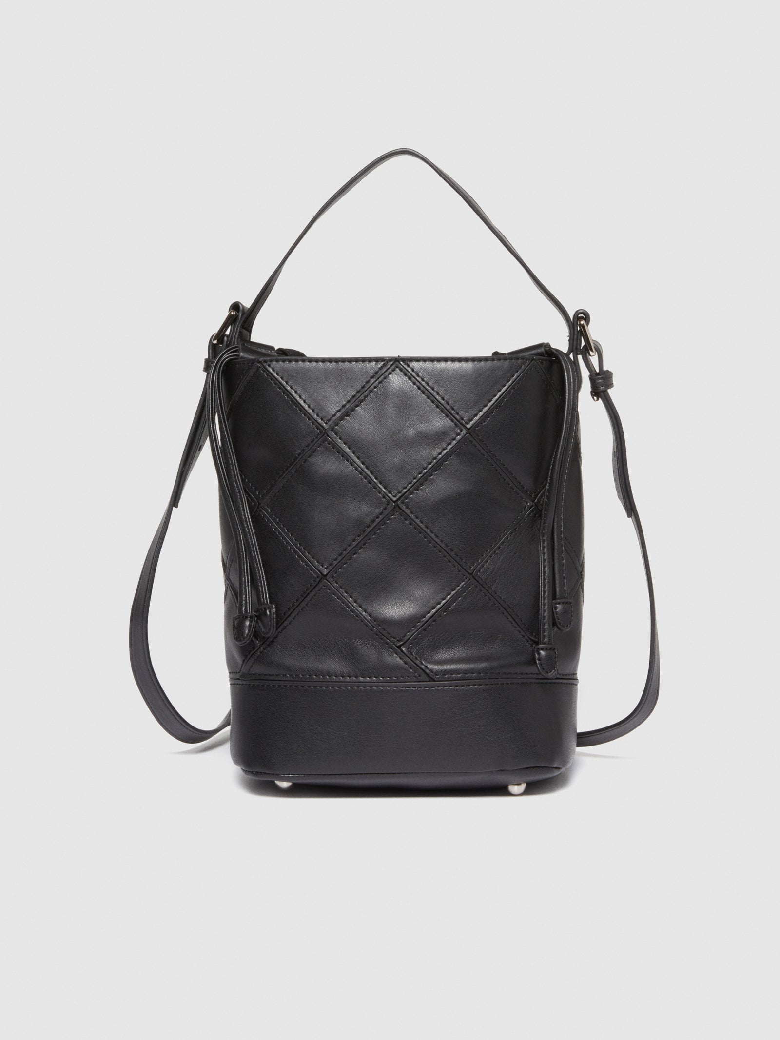 Bolso tipo cubo con efecto tejido da donna nero | Sisley Outlet