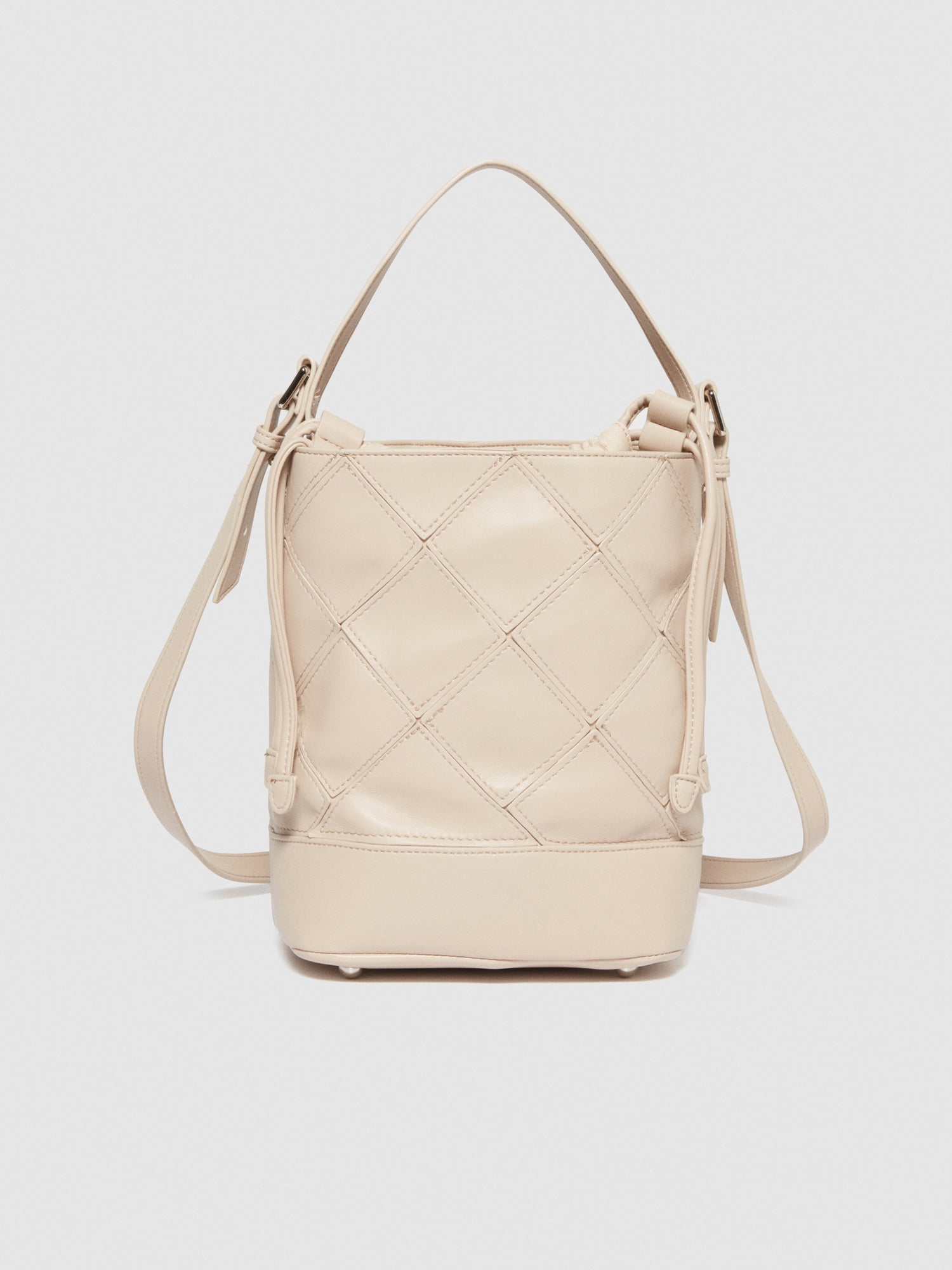 Bolso tipo cubo con efecto tejido da donna beige | Sisley Outlet