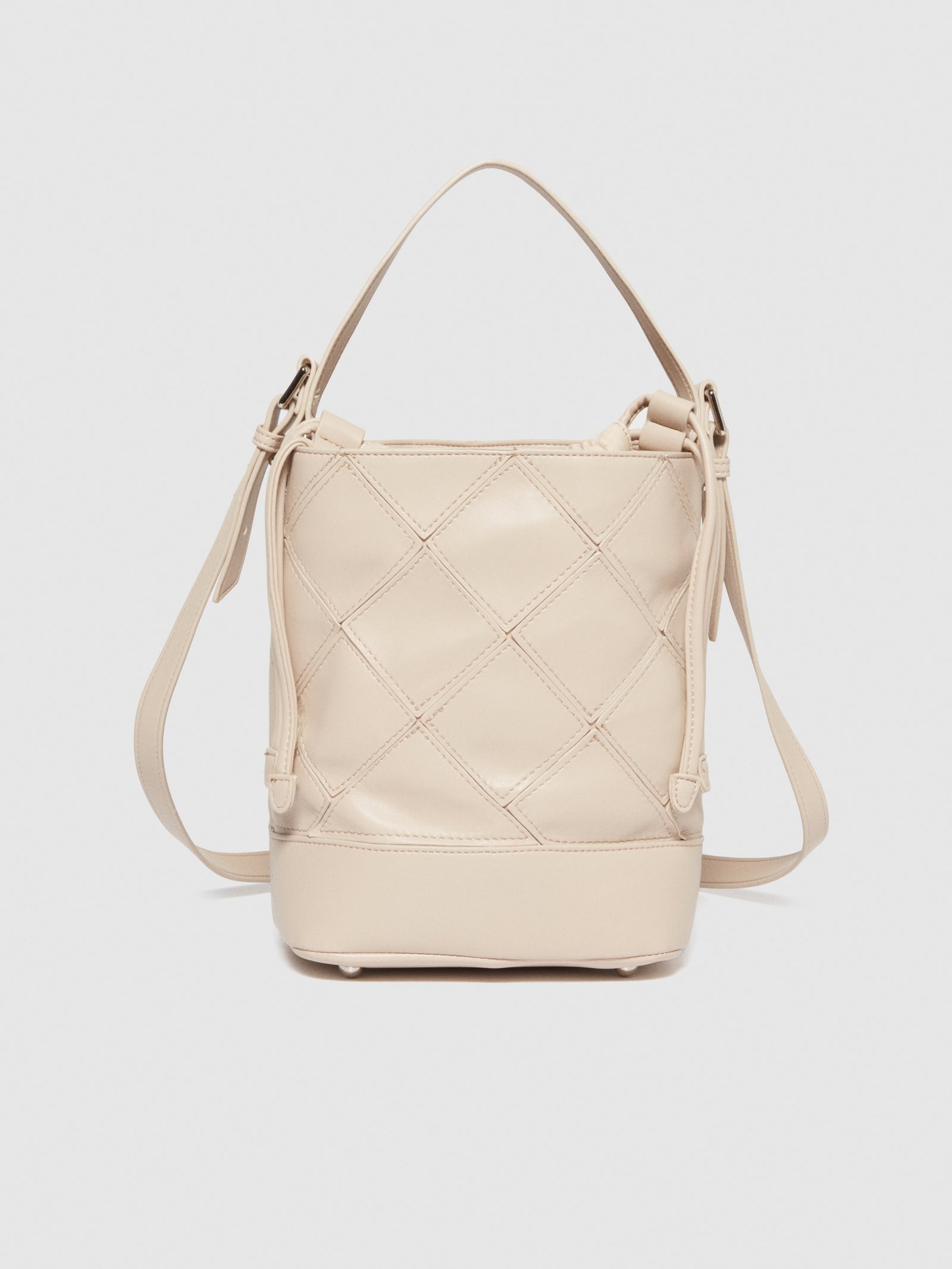 Bolso tipo cubo con efecto tejido da donna beige | Sisley Outlet