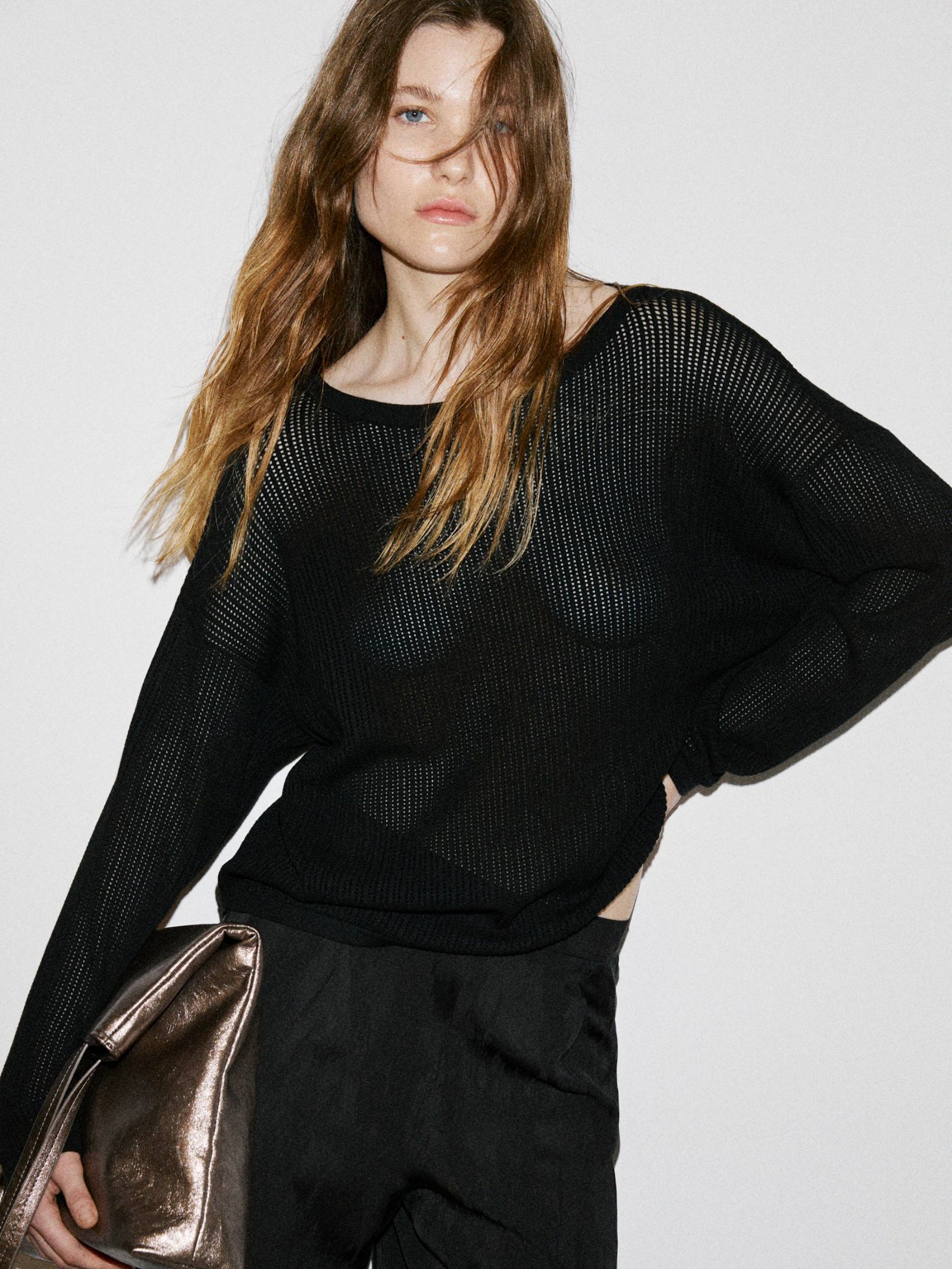 Maglia over con scollo a barca da donna nero 2 | Sisley Outlet