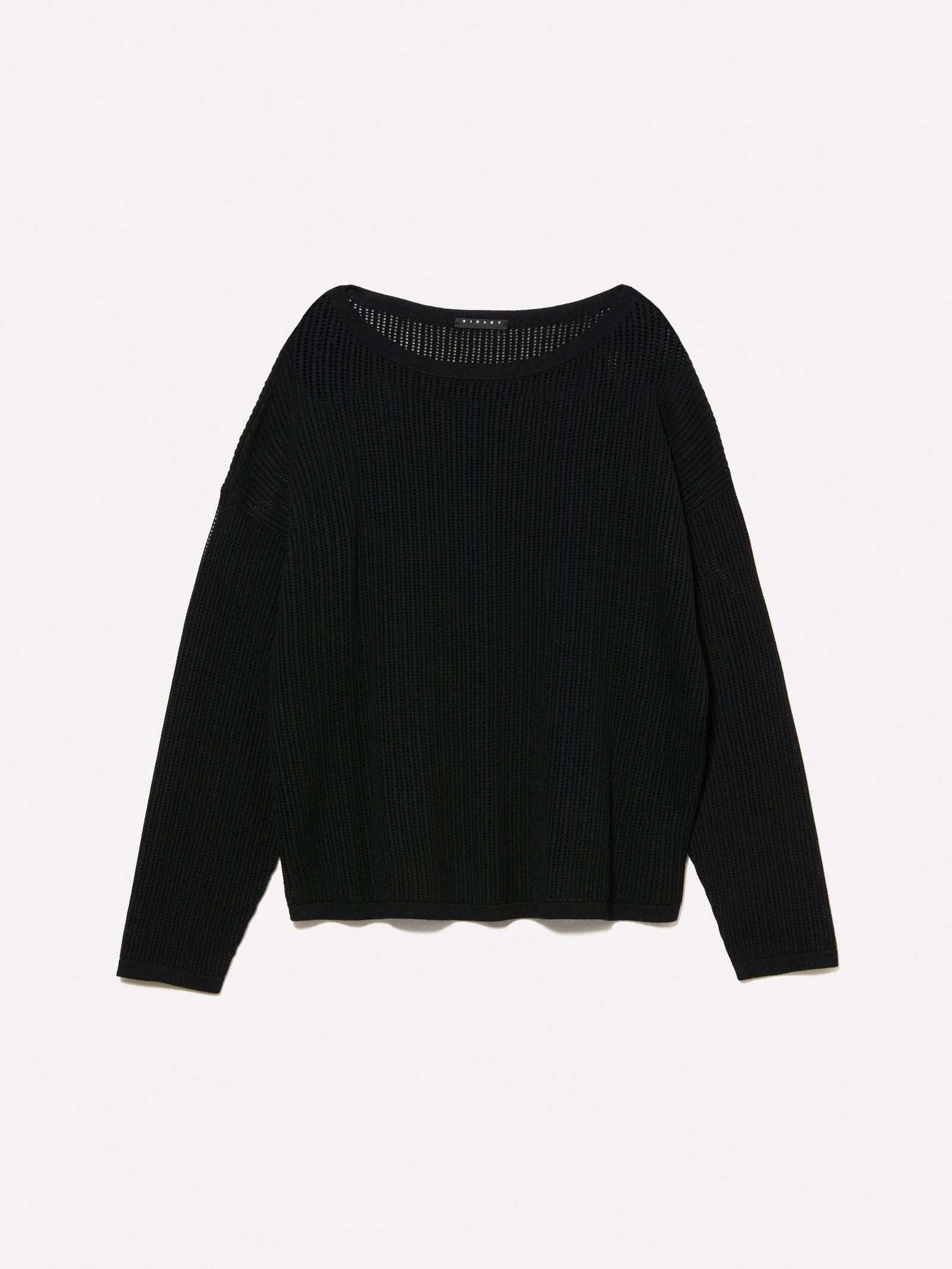 Maglia over con scollo a barca da donna nero | Sisley Outlet