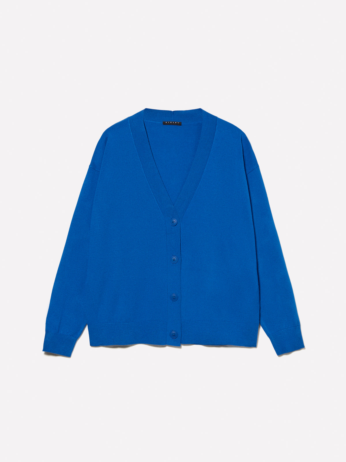 Cardigan blu con scollo a V