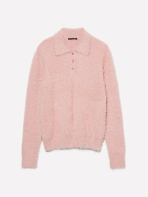 Polo rosa chiaro effetto pelliccetta