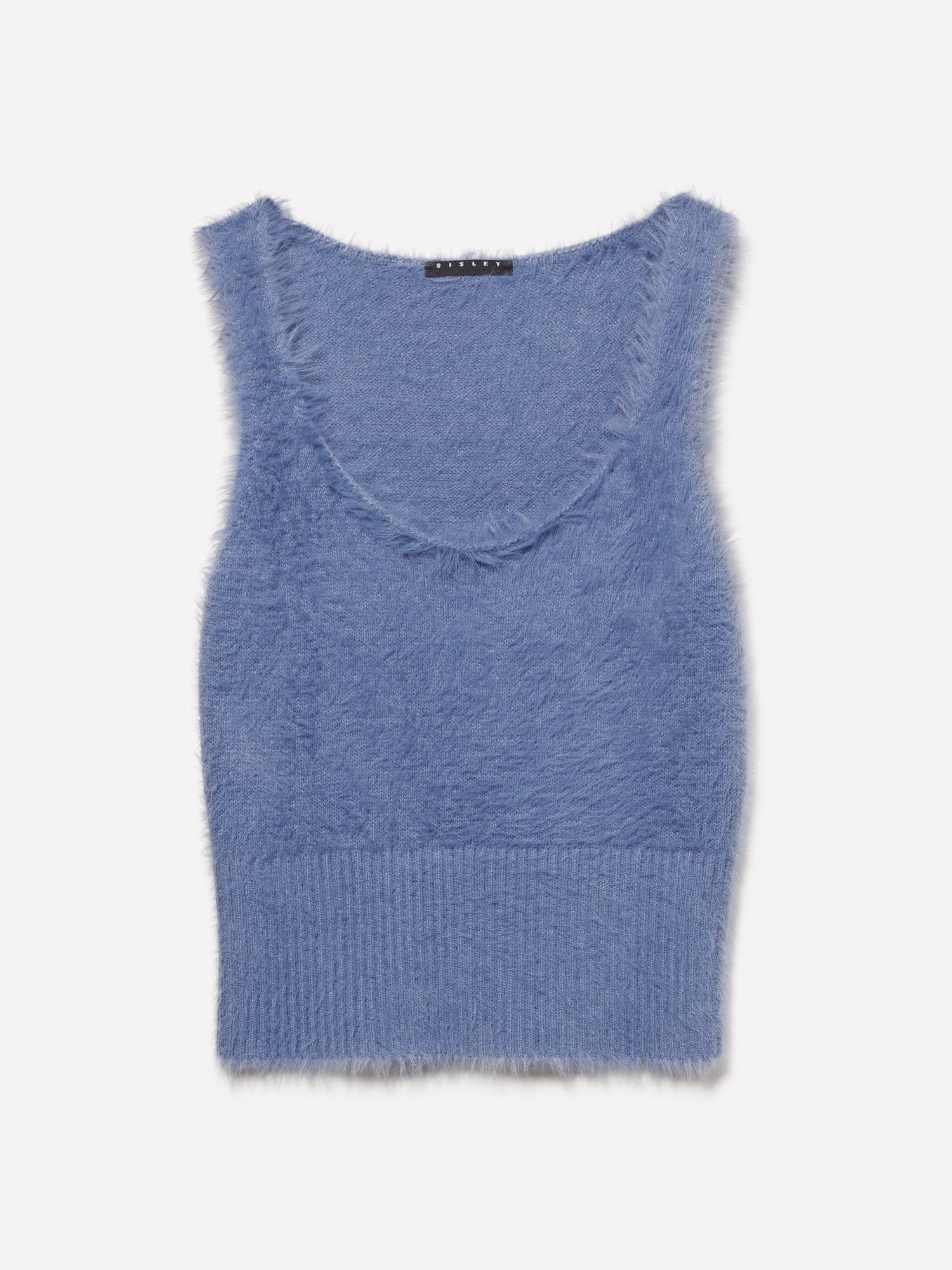 Canotta effetto pelliccetta da donna blu | Sisley Outlet