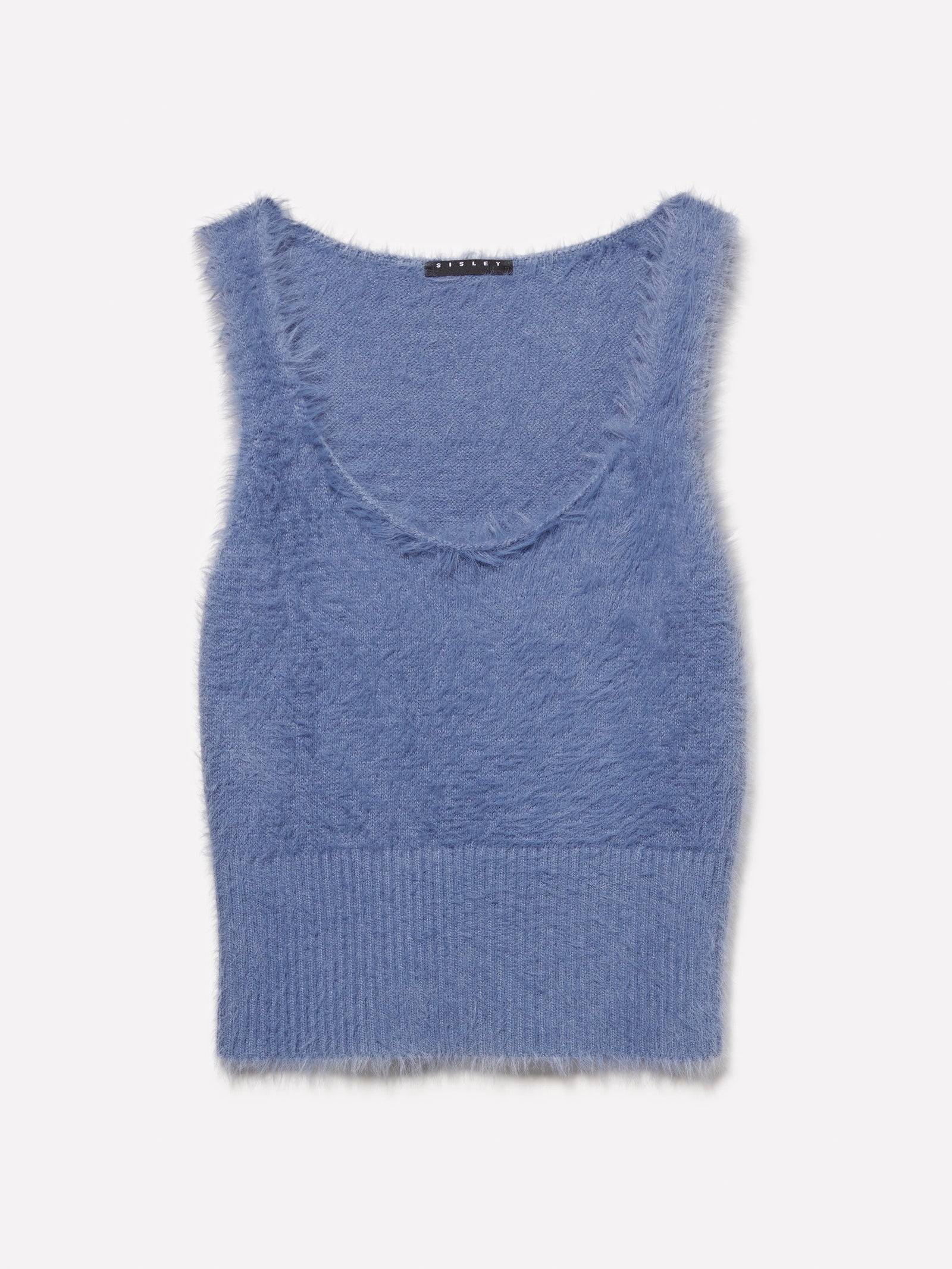 Canotta effetto pelliccetta da donna blu | Sisley Outlet