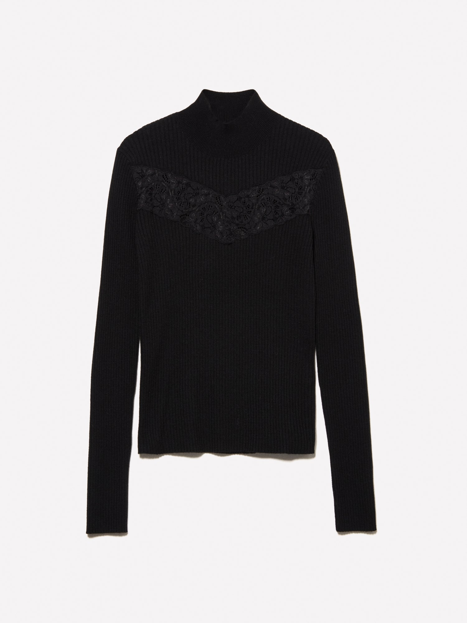 Maglia dolcevita con pizzo da donna nero | Sisley Outlet