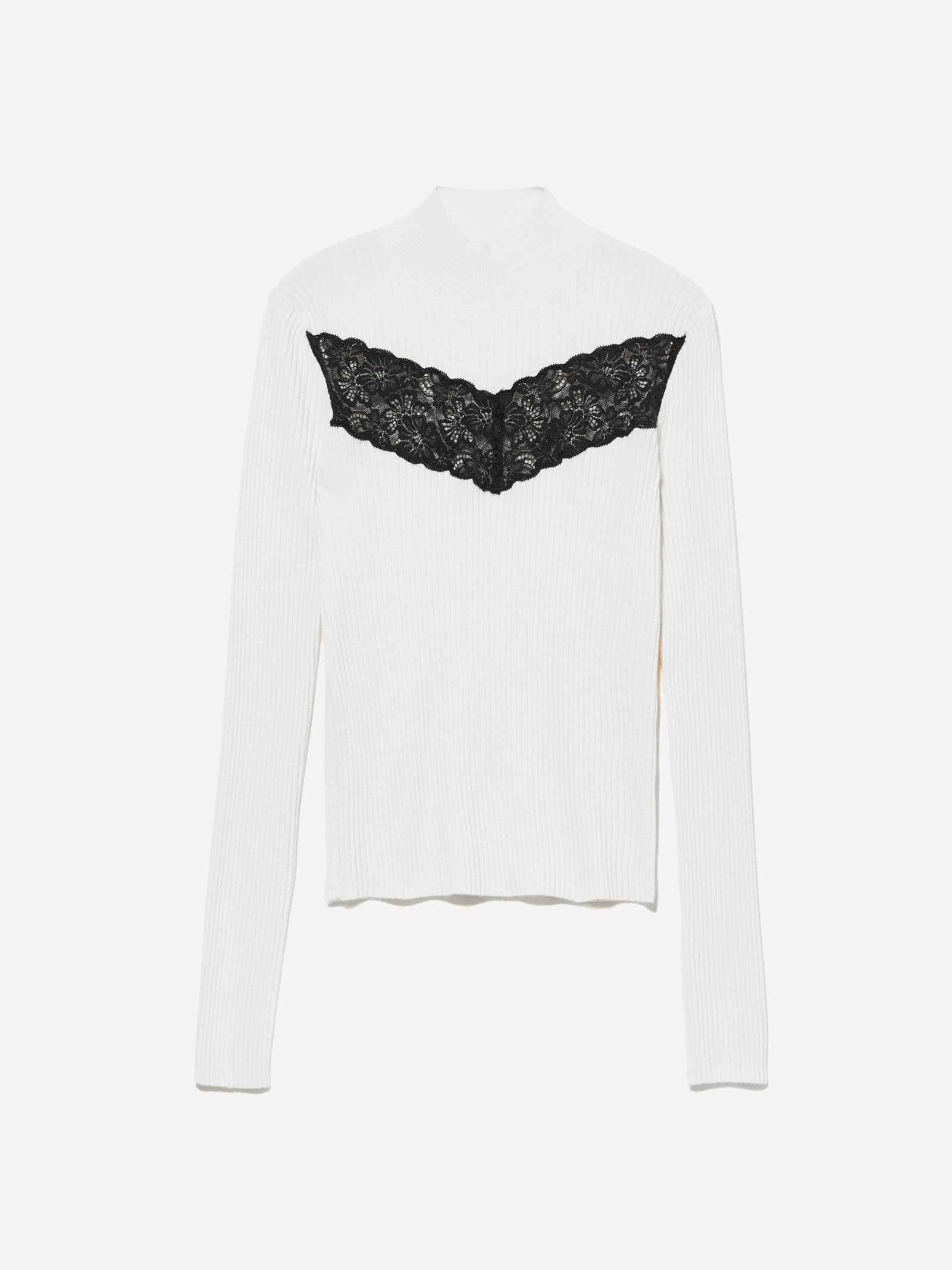 Maglia dolcevita con pizzo da donna bianco panna | Sisley Outlet