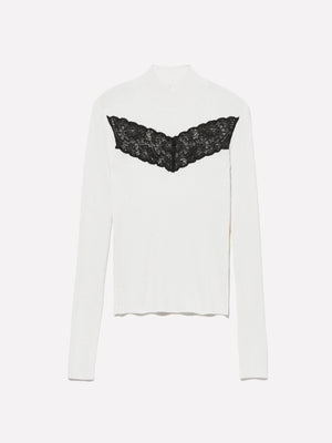 Maglia dolcevita con pizzo