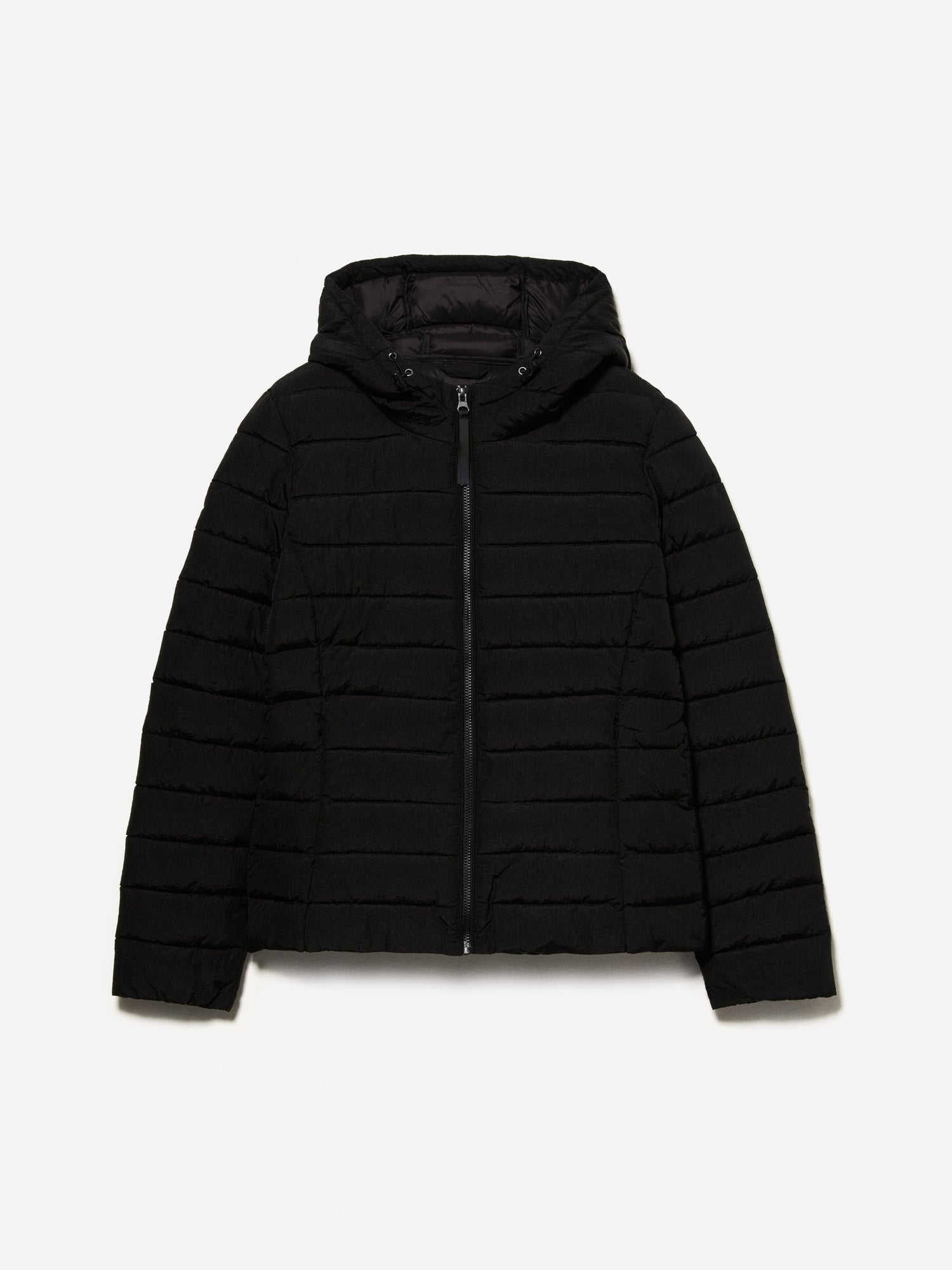 Giubbotto imbottito con cappuccio da donna nero | Sisley Outlet