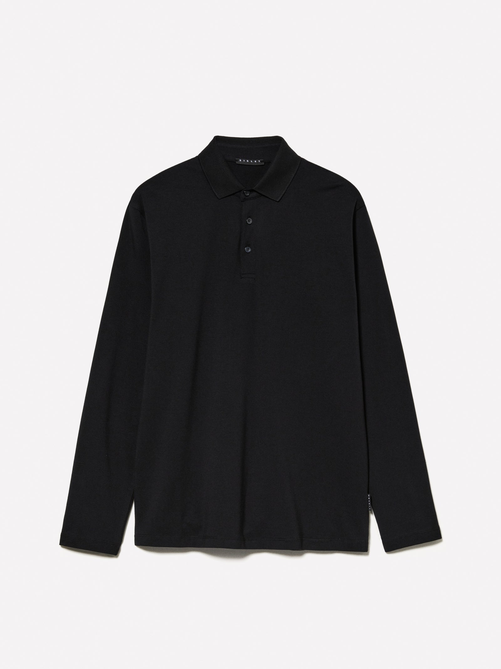 Polo a maniche lunghe regular fit da uomo nero | Sisley Outlet